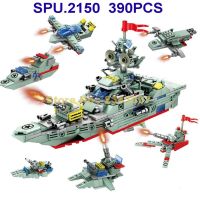 K032 390pcs Military 6in1 Navy Warship Plane Aircraft 6 Dolls Building Blocks Toy ❀▼