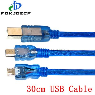 สายเคเบิล30ยูเอสบีซม. สำหรับ Uno R3/Nano/MEGA 2560/Leonardo/Pro Micro/DUE Blue คุณภาพสูง USB/Mini USB/ไมโคร USB 0.3M สำหรับวงจรรวม Arduino