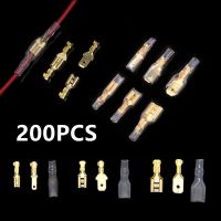 200Pcs 2.8mm 4.8mm 6.3mm Plug Spring Female Male Spade Cold Crimp Terminals Connector Car Speaker Electrical Wire Connectors Set Electrical Connectors