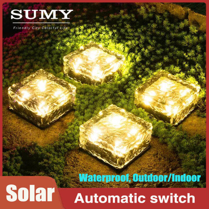 Solar Ground Lights Glass Solar Christmas Brick Lights Waterproof InGround Outdoor Landscape