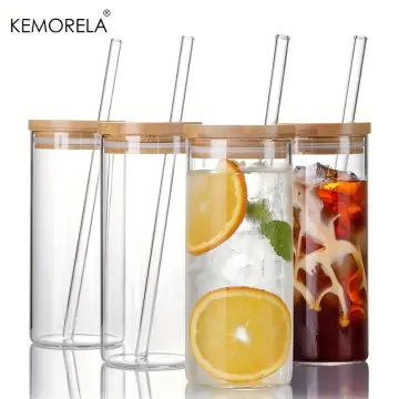 400 mL Beaker Tumbler  Reusable Straws with Bamboo Lid