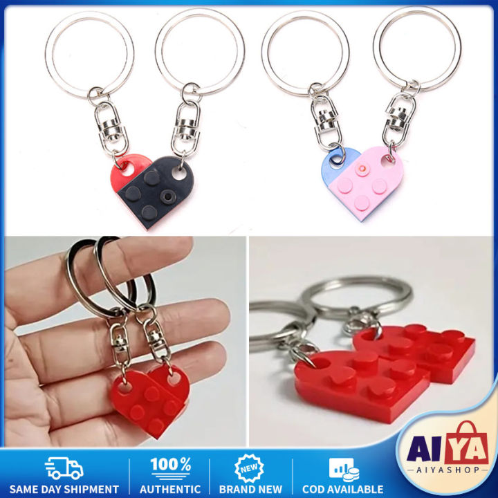 2Pcs/Set Men Women Cute Heart Key Keychain Couple Key Ring Lovers