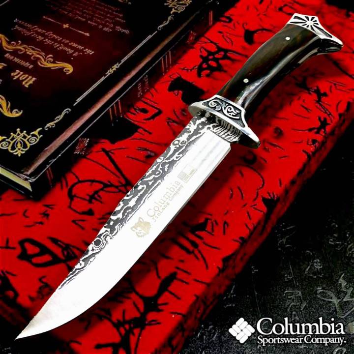 มีดพก-ทำครัว-เดินป่า-columbia-no-r15-jinland-company-usa-saber-ใบ-6-6-นิ้ว-ใบเงา-เซาะร่องคู่ที่กลางใบ-บังมือสวยงาม-ด้ามจับไม้เนื้อแข็ง-บังคมเงาวิบวับสดุดตา-สวยงาม-มีดพกพา-มีดพับ-มีดเดินป่า-มีดทำครัว-ม