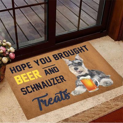 CLOOCL Hope You Brought Beer And Schnauzer Treats Doormat Schnauzer Doormat Beer Drinker Gift Ideas Anti-slip Absorbent Doormat