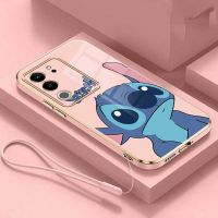 VIVO V29 5G V29E V29 Pro Glossy Monster Stitch Casing Square Edges Plating Back TPU Soft Case Cover