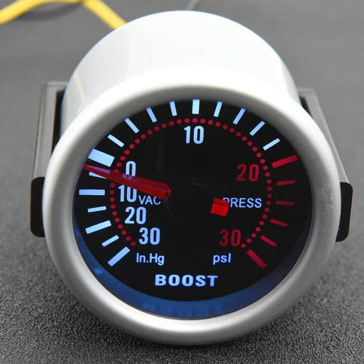 2" 52mm Universal 12V LED Smoke Len PSI/BAR Turbo Boost Gauge Meter