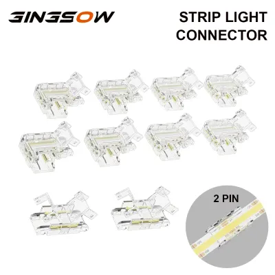 Gingsow 2 Pin LED Strip Connector For 8mm COB LED Strip Light Corner Connector Unwired Clips In L-shape in Multiple Options