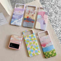 สำหรับ Samsung Galaxy Z Flip 3 Z Flip 4 Case,ภาพสีน้ำมัน PC Case,กรอบบางและกันลื่น,การป้องกันแบบเต็มรูปแบบ,ความรู้สึกสบาย,เคสกันกระแทกสำหรับ Samsung Galaxy Z FILP 4