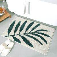 Green leaves thickened flocking door mats Home porch anti-slip door mats bathroo