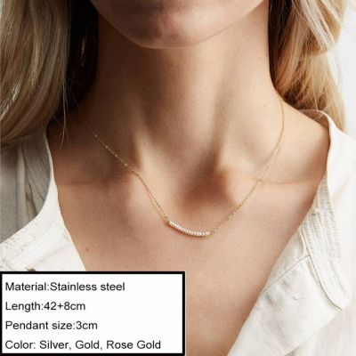 JDY6H 316L Stainless Steel Choker Pearl Necklace For Women Classic 5 Pearls Bead Pendant Necklace Jewelry Wholesale/