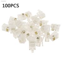 ☸✌ 100Pcs 6P6C 4P4C RJ12 RJ11 Crystal Head Modular Plug Gold Plated Network Connector For Solid Phone Cables Connectors