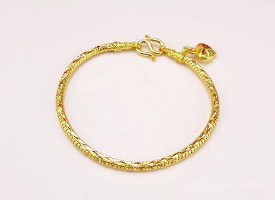 apata jewelry สร้อยข้อมือกระดูกงูจี้หัวใจ ข้อมือผู้หญิง งานชุบทองแท้24k เคลือบแก้ว ไม่ลอกไม่ดำ งานบล็อคเยาวราชสวยเหมือนแท้ทุกจุด ไม่เหลือง