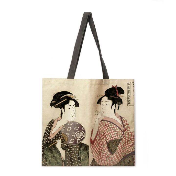 japanese-style-ukiyoe-print-tote-bag-linen-fabric-bag-casual-folding-shopping-bag-outdoor-beach-bag-everyday-handbag