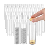 100 Pieces Coin Tubes Assorted Sizes 10 Half-Dollar Coin Storage Tubes 60 Coin Storage Tubes Pennies 30 Quarter Coin Tube Transparent