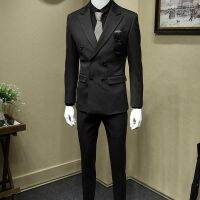 Mens Suit 2 Pieces Set 2023 New Double Breasted Standard Collar High-end Dress Fashion Causal Suit for Wedding Groom