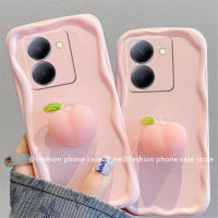 เคส VIVO Y36 Y16 IQOO Z7 Z7X Y02s Y01 Y77 Y30 5G Y15s Y15A Phone Case มาการองสีชมพูพร้อมช่องลูกพีชน้ำผึ้งนิ่มแบบบีบอัดฝาครอบหลังซิลิโคนป้องกันเลนส์แบบรวมทุกอย่าง