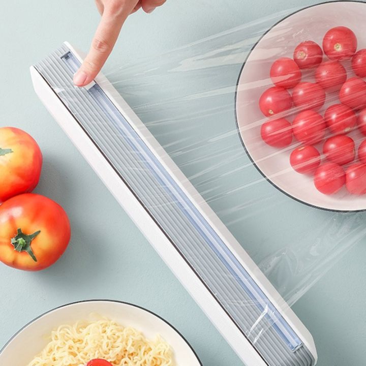 เครื่องห่อพลาสติกพร้อมเครื่องตัดสไลด์-clarity-home-food-wrap-dispenser-ใช้งานง่ายตัดอุปกรณ์ครัวได้อย่างราบรื่น