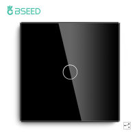 Bseed Stair Touch Switch 1Gang 2Way EU Standard Touch Switch Black White Golden With Glass Crystal Panel Touch Light Switch