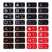 PVC Blood Type Patches  A B O POS NEG Blood Group Sticker Backpack Jacket Hook Loop Patch Morale Badge Clothing Patches Applique Haberdashery