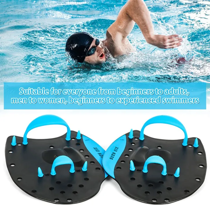 3 Pairs Swim Hand Paddles For Training - Adjustable Straps, Drainage Holes, Improve Stroke & Speed, For Adults & Kids, Red/Blue/Black