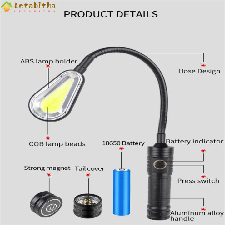 letabitha-ไฟ-led-ทำงานขนาดเล็ก-xhp50-200lm-2โหมดซูมได้-type-c-สามารถชาร์จได้สว่างมากยืดหยุ่นโคมไฟดัด