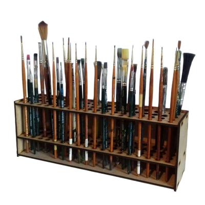 Brush Holder 67 Hole Wooden Paint Pencil &amp; Brush Organizer Rack Self-Assembly Wall Mount or Freestanding Art Crafts Storage gass Paint Tools Accessori