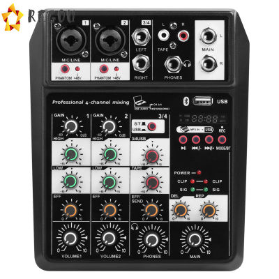 บลูทูธไร้สาย4-Channel Audio Mixer คอนโซลผสมเสียงแบบพกพาอินเทอร์เฟซ USB