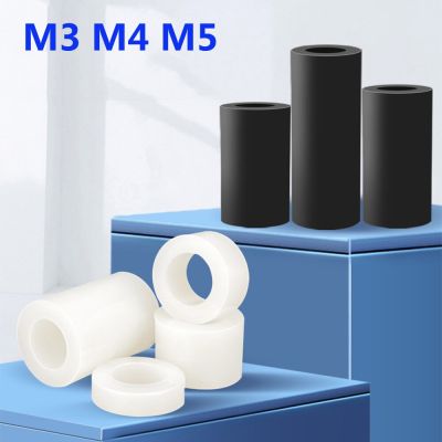 ABS Spacer 50pcs M3 M4 M5 White Black Nylon ABS Non-Threaded Hollowed Nylon Spacer Round Hollow Standoff Washer PCB Board Screw Nails  Screws Fastener