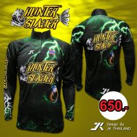 เสื้อตกปลา JK THAILAND ลาย HUNTER SLAYER เขียว ป้องกันรังสี UV 80-90% สีไม่ตก แห้งเร็ว