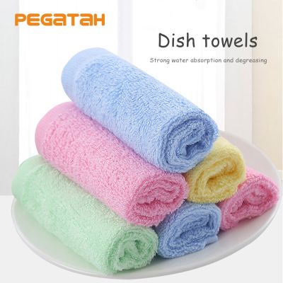☬ Household Kitchen Cleaning Cloth Daily Dish Towel non-stick oil dishes cloth absorbent scouring pad Wood fiber kitchen rags