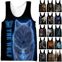 hot【DT】 Wolf Print Mens Top Fashion Pattern Gym Muscle Sleeveless