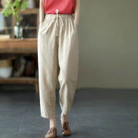 New Autumn Womens Korean Version Simple Versatile Mopping Trousers Thin Dark High-waist Straight-leg Casual Leggings Pants