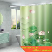 Punch-Free Chinese Anti-Mildew Shower Curtain Waterproof Shower Curtain Partition Toilet Curtain Set Curtain Bathroom Cu