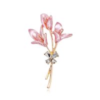 Enamel Lily Flower Women Brooches Office Brooch Pins Gifts Pink Flower Weddings Party Casual