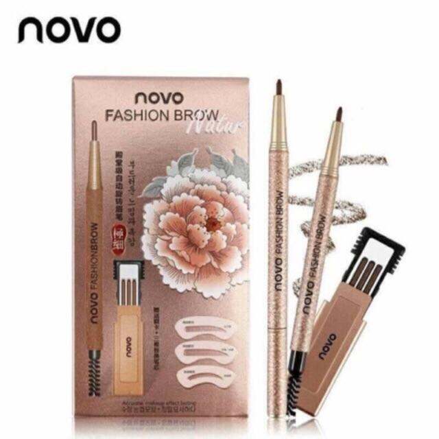 novo-fashion-brow-แพคสุดคุ้ม-พร้อมไส้ดินสอเปลี่ยน-3-แท่ง-บล็อกคิ้ว-3-แบบ-ดินสอเขียนคิ้ว