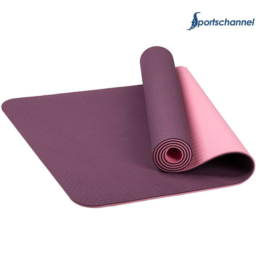 Color : Blue, Size : 0.6cm QIDI Yoga Mat Fitness Non-Slip Tasteless Rubber Dance Mat Collapsible 
