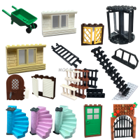 MOC Bricks City Door Windows Accessories Building Blocks House Fence Stairs Ladder DIY Parts Toy For kid