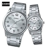 Velashop นาฬิกาข้อมือผู้ชาย - ผู้หญิง Casio Standard  สายสแตนเลส รุ่น MTP-V001D-7B (Set คู่) MTP-V001D-7BUDF, LTP-V001D-7BUDF, MTP-V001D, LTP-V001D-7B, LTP-V001D