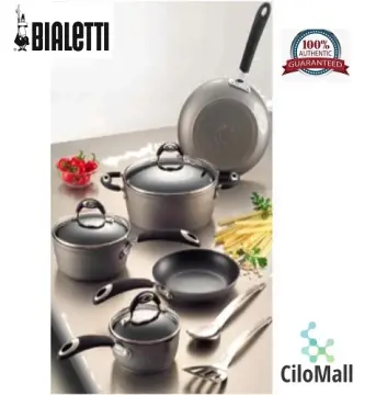 Bialetti Aeternum Ceramic Nonstick Cookware Set, 10 Piece Cookware Set,  Red/White