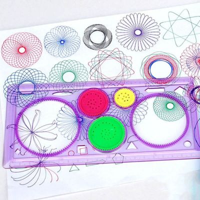 hot【DT】⊙♨  1 spiral geometric ruler drawing tools student toys learning art collection children painting