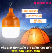 Đèn LED Tích Điện 100w Sử dụng 8 tiếng-Bóng đèn led Tặng kèm Dây Sạc