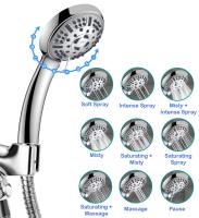 Zhangji 9 Modes Saving Water High Pressure Shower Head Mist Massage Spa Rainfall Shower Heads Accessories for Bathroom