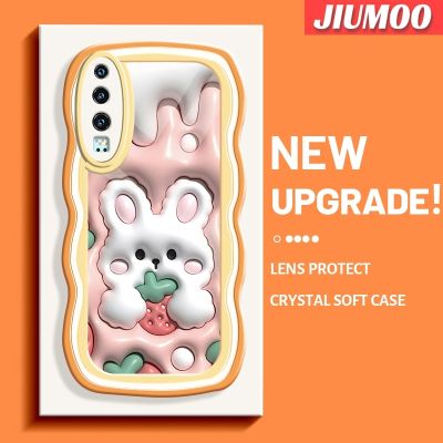 เคส JIUMOO สำหรับ Huawei P30 P30 Pro P30 Lite เคสโทรศัพท์กันกระแทกแบบนิ่มลายกระต่ายสตรอเบอร์รี่3D การ์ตูนเคสใสป้องกันเลนส์กล้องซิลิโคนใสสีสันสดใส