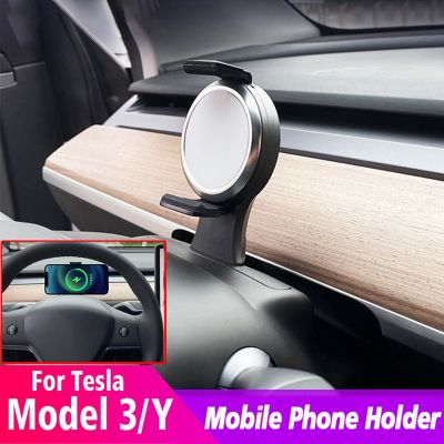 For Tesla Model 3 Y Car 15W Steering Wheel Wireless Charger Phone Panel Fast Wireless Charging Pad Phone Holder Bracket
