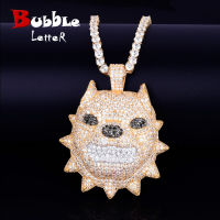 Animal Dog Head Necklace &amp; Pendant Gold Color Bling Cubic Zircon Mens Hip Hop Rock Street Jewelry