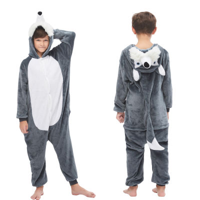 เด็กชุดนอนฤดูหนาวเด็ก Onesies สัตว์ Kigurumi หมาป่าเครื่องแต่งกายการ์ตูนอะนิเมะคอสเพลย์เสื้อผ้าสำหรับเด็กเด็กอ่อนอบอุ่น Onesies