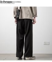 Spring Summer Simplicity Men Wide Leg Pants Solid Plain Joggers Straight Japanese-style Streetwear Trousers Casual Pants