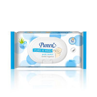 แผ่นเปียก สำหรับเด็กน้อย Baby wipes Pureen (PURE&amp;MILD) 80แผ่น