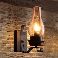 Vintage Rustic Wall Lamp in Glass and Mood Light Decorative Lamp for Bedroom (Does Not Contain Bulbs)