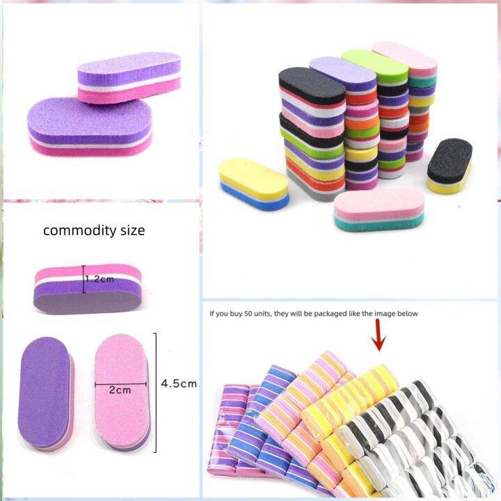 Mini Small Sponge Tofu Block Nail File TwoSide TwoColor Oval Grinding